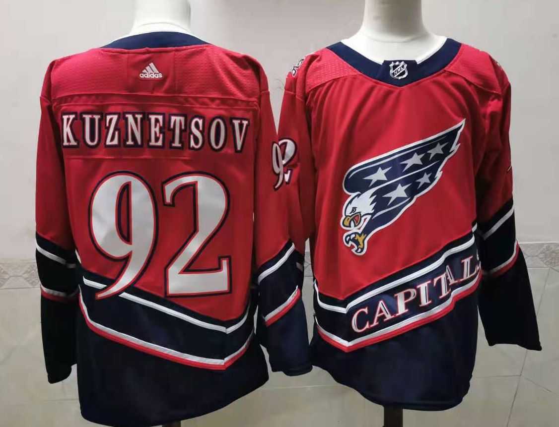 Men Washington Capitals 92 Kuznetsov Red Throwback Authentic Stitched 2020 Adidias NHL Jersey